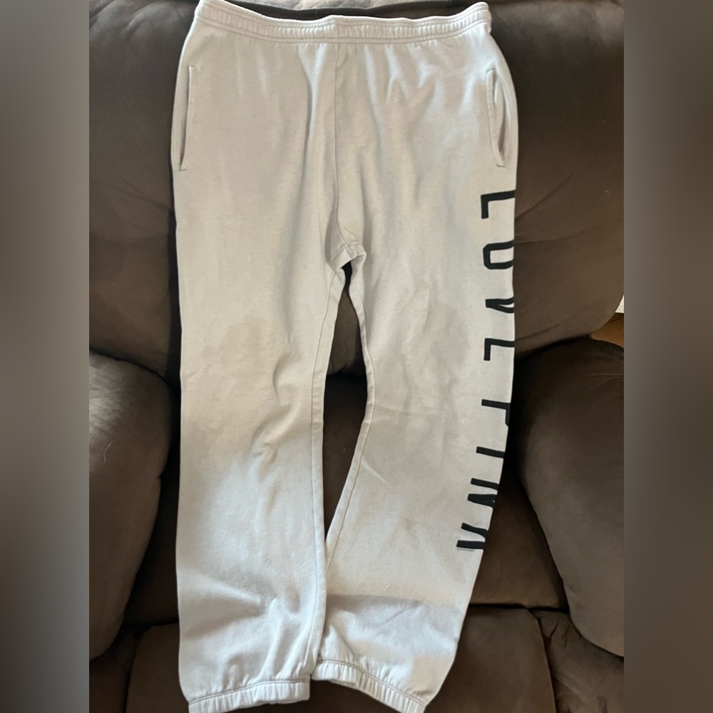 PINK Victoria’s Secret Light Tan Logo Sweatpants Joggers Size Small